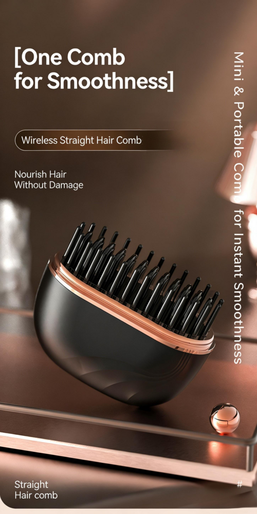 2-in-1 Cordless Hair Straightening Brush — Straighten & Curl, Heats Up in 30s
