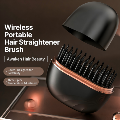 2-in-1 Cordless Hair Straightening Brush — Straighten & Curl, Heats Up in 30s