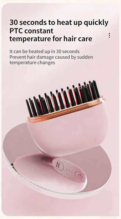 2-in-1 Cordless Hair Straightening Brush — Straighten & Curl, Heats Up in 30s